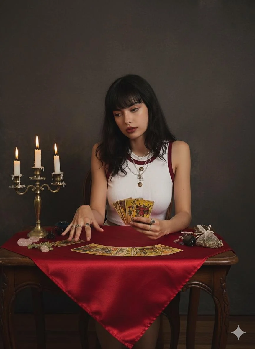 Hanna interpretando cartas à mesa